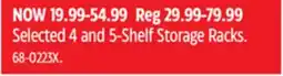 Canadian Tire Mastercraft Selected 4 and 5-Shelf Storage Racks offer
