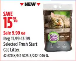Canadian Tire Selected Fresh Start Cat Litter offer