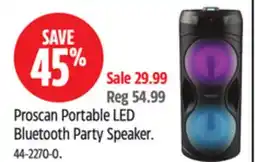 Canadian Tire Proscan Portable LED Bluetooth Party Speaker offer