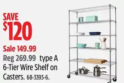 Canadian Tire type A 6-Tier Wire Shelf on Casters offer