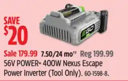 Canadian Tire EGO 56V POWER+ 400W Nexus Escape Power Inverter (Tool Only) offer