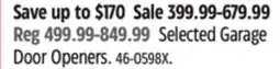 Canadian Tire Chamberlain Selected Garage Door Openers offer