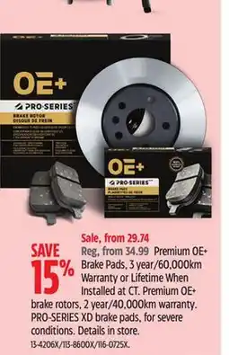 Canadian Tire Premium OE+ Brake Pads offer