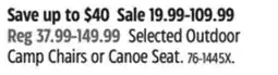 Canadian Tire Coleman Selected Outdoor Camp Chairs or Canoe Seat offer