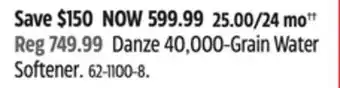 Canadian Tire Danze 40,000-Grain Water Softener offer