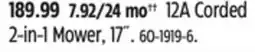 Canadian Tire 12A Corded 2-in-1 Mower, 17˝ offer