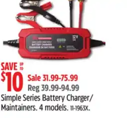 Canadian Tire Simple Series Battery Charger/ Maintainers offer