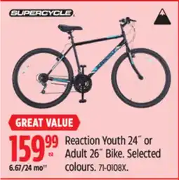 Canadian Tire SUPERCYCLE Reaction Youth 24˝ or Adult 26˝ Bike offer