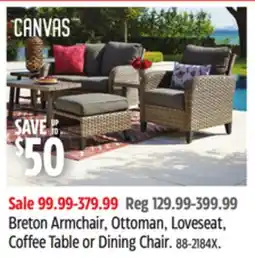 Canadian Tire canvas Breton Armchair, Ottoman, Loveseat, Coffee Table or Dining Chair offer