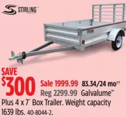 Canadian Tire Stirling Galvalume Plus 4 x 7´ Box Trailer offer