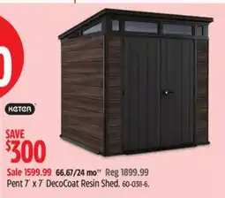 Canadian Tire Keter Pent 7' x 7' DecoCoat Resin Shed offer