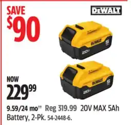 Canadian Tire Dewalt 20V MAX 5Ah Battery, 2-Pk offer