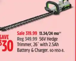 Canadian Tire Ego 56V Hedge Trimmer offer