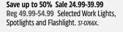 Canadian Tire Selected Work Lights, Spotlights and Flashlight offer