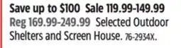 Canadian Tire Selected Outdoor Shelters and Screen House offer
