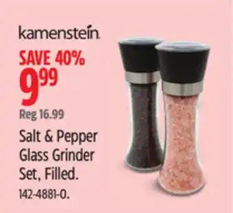 Canadian Tire Kamenstein Salt & Pepper Glass Grinder Set, Filled offer