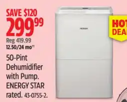 Canadian Tire NOMA 50-Pint Dehumidifier with Pump offer