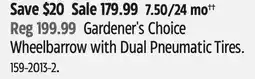 Canadian Tire Gardener's Choice Wheelbarrow with Dual Pneumatic Tires offer