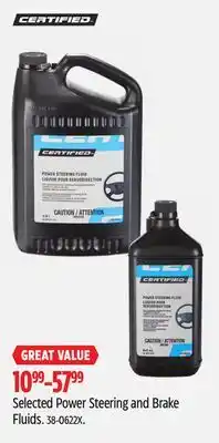 Canadian Tire Selected Power Steering and Brake Fluids offer