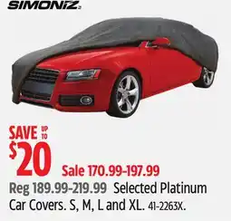 Canadian Tire Simoniz Selected Platinum Car Covers offer