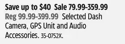 Canadian Tire Thinkware Selected Dash Camera, GPS Unit and Audio Accessories offer