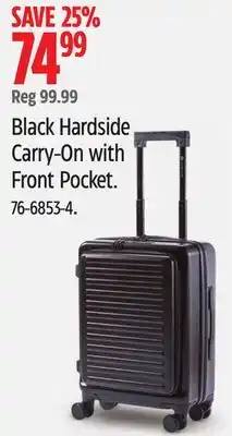 Canadian Tire Outbound Black Hardside Carry-On with Front Pocket offer
