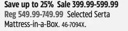 Canadian Tire Selected Serta Mattress-in-a-Box offer