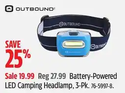 Canadian Tire OUTBOUND Battery-Powered LED Camping Headlamp, 3-Pk offer