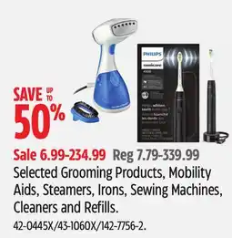 Canadian Tire Selected Grooming Products, Mobility Aids, Steamers, Irons, Sewing Machines, Cleaners and Refills offer