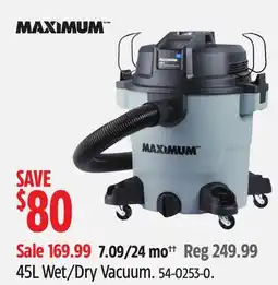 Canadian Tire MAXIMUM 45L Wet/Dry Vacuum offer