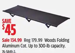 Canadian Tire Woods Folding Aluminum Cot offer