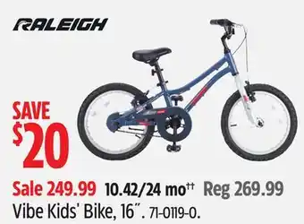 Canadian Tire Raleigh Vibe Kids' Bike, 16˝ offer