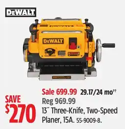 Canadian Tire DEWALT 13 Three-Knife, Two-Speed Planer, 15A offer