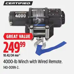 Canadian Tire 4000-lb Winch with Wired Remote offer