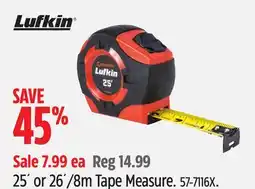 Canadian Tire Lufkin 25´ or 26´/8m Tape Measure offer
