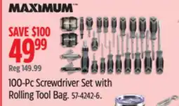 Canadian Tire MAXIMUM 100-Pc Screwdriver Set with Rolling Tool Bag offer