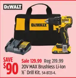 Canadian Tire DEWALT 20V MAX Brushless Li-Ion ½ Drill Kit offer