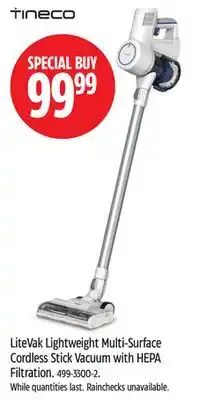 Canadian Tire LiteVak Lightweight Multi-Surface Cordless Stick Vacuum with HEPA Filtration offer