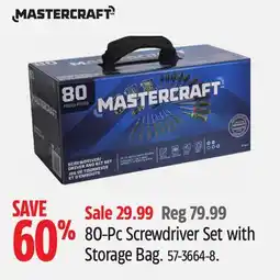 Canadian Tire MASTERCRAFT 80-Pc Screwdriver Set with Storage Bag offer