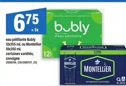 Maxi EAU PÉTILLANTE BUBLY 12X355 ML OU MONTELLIER 10X355 ML offer