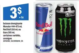 Maxi BOISSON ÉNERGISANTE MONSTER 444-473 ML RED BULL 250 ML OU GURU 355 ML offer
