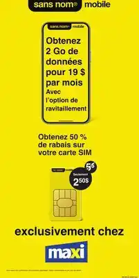 Maxi SANS NOM MOBILE CARTE SIM | SANS NOM SIM CARD offer