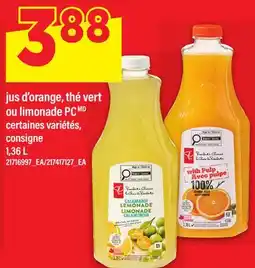Maxi JUS D'ORANGE, THÉ VERT OU LIMONADE PC offer