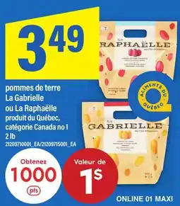 Maxi POMMES DE TERRE LA GABRIELLE OU LA RAPHAËLLE, 2 LB offer