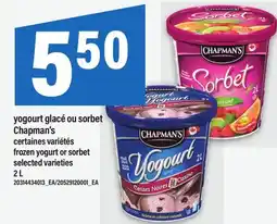 Maxi YOGOURT GLACÉ OU SORBET CHAPMAN'S | FROZEN YOGURT OR SORBET offer