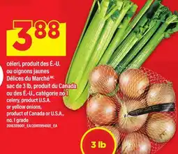 Maxi CÉLERI, OU OIGNONS JAUNES DÉLICES DU MARCHÉ | CELERY OR YELLOW ONIONS, SAC DE 3 LB offer