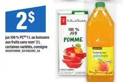Maxi JUS 100 % PC 1 L OU BOISSONS AUX FRUITS SANS NOM 2 L offer