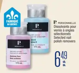 Jean Coutu PERSONNELLE Selected nail polish removers offer