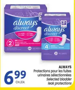 Uniprix ALWAYS Protections pour les fuites urinaires sélectionnées/Selected bladder leak protections offer