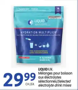 Uniprix LIQUID I.V. Mélanges pour boisson aux électrolytes sélectionnés/Selected electrolyte drink mixes offer